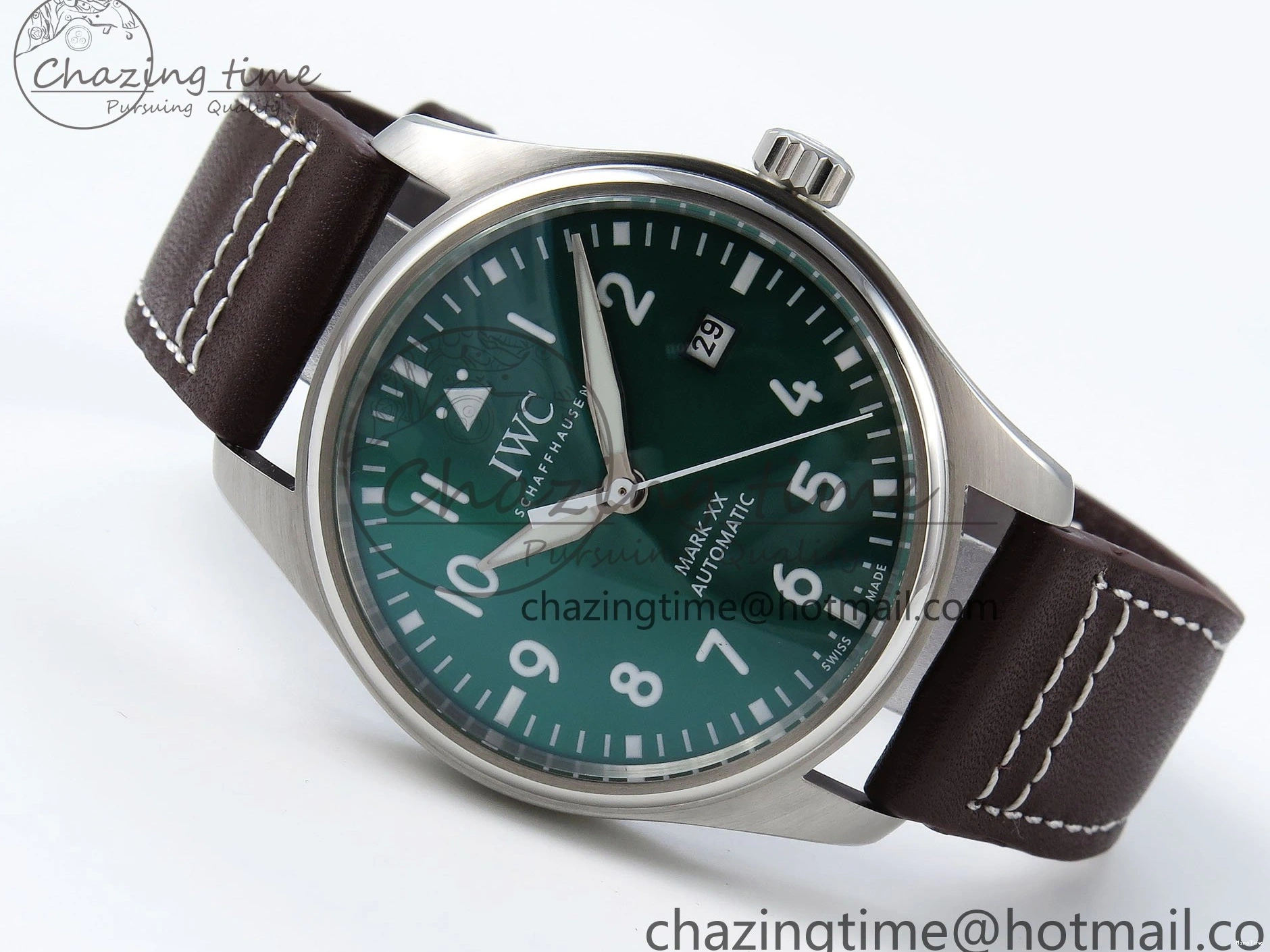 MIROTIME 0511 ZipUp Pilot Mark XX BLSF 1:1 Best Edition Green Dial on Brown Leather Strap MIYOTA 7019